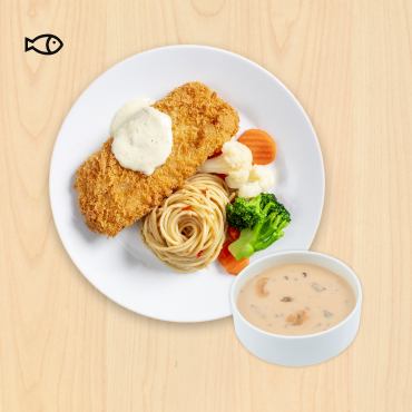 IKEA Family - Restaurant Offers Salmon cutlet with white wine dill sauce with mushroom soup