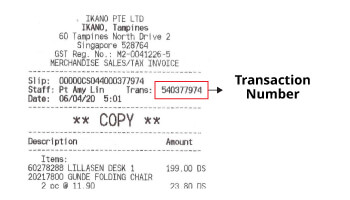 IKEA Family - Exchange Return Transaction Number