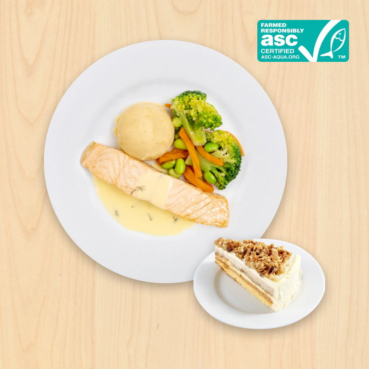 IKEA Family - Restaurant Offers ASC baked salmon fillet and apple crumble cheesecake
