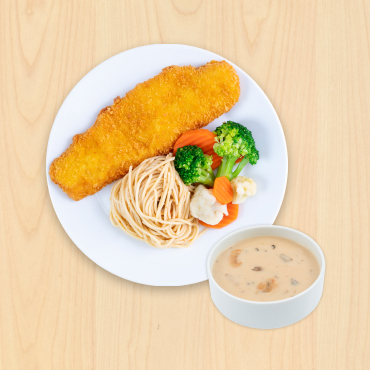 IKEA Family - Restaurant Offers Breaded fish fillet with aglio olio and mushroom soup