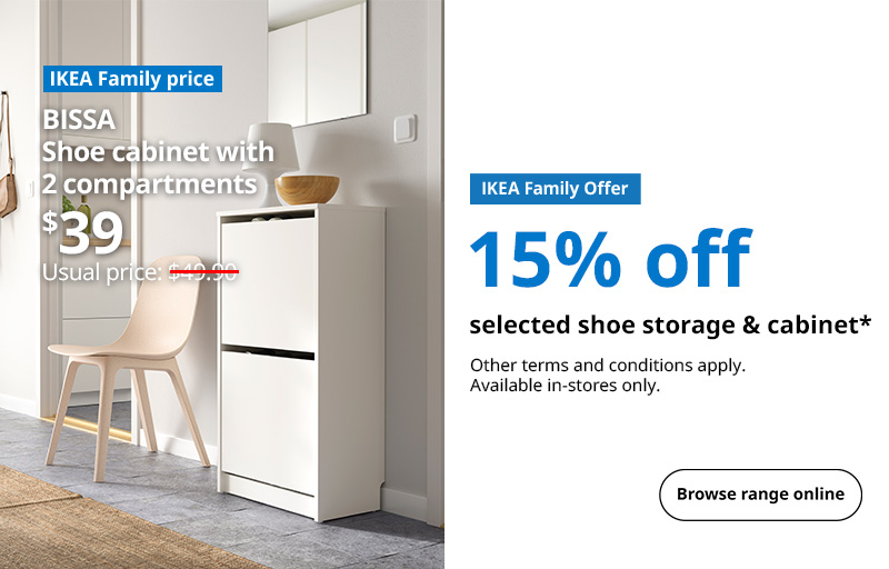 15% off selected shoe storage and cabinet